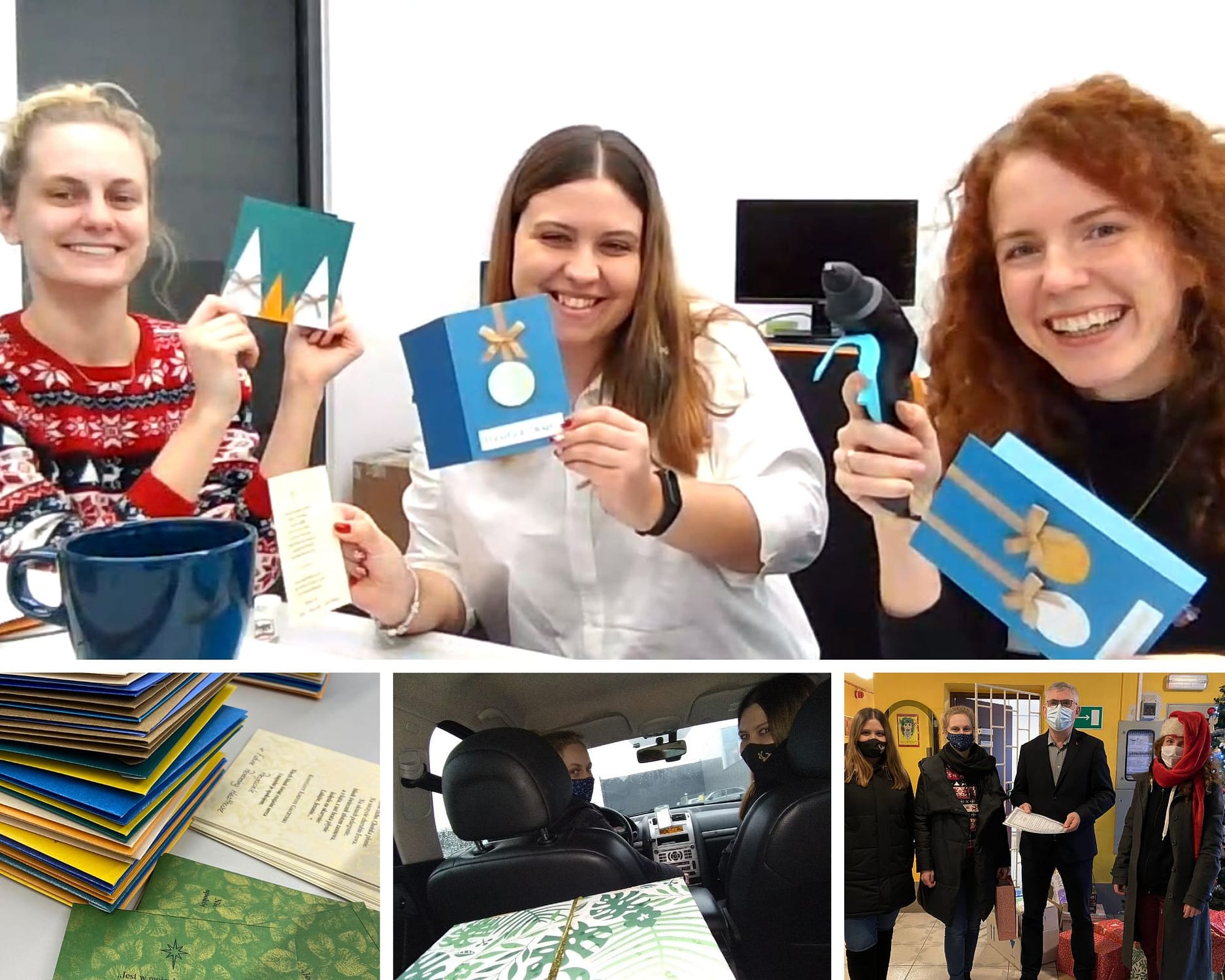 Happy people from Graylight Imaging Rnd Team making christmas cards for CSR action dedicated to eldery