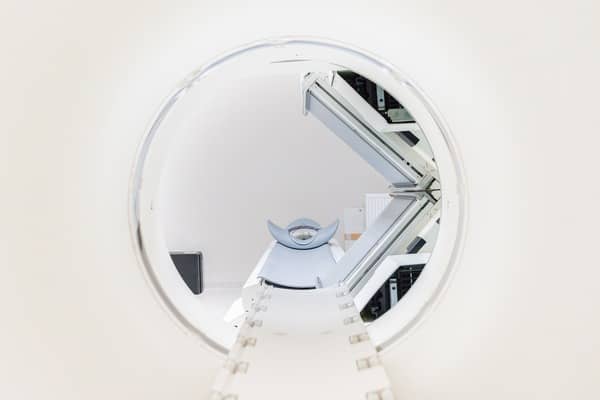 MRI machine ready for examination of patient with pediatric optic pathway glioma